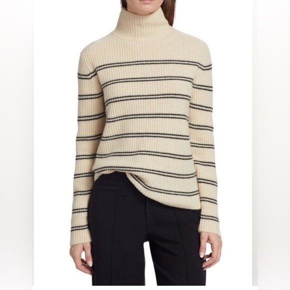 VINCE
Cashmere Striped Turtleneck Sweater - Picture 2 of 11